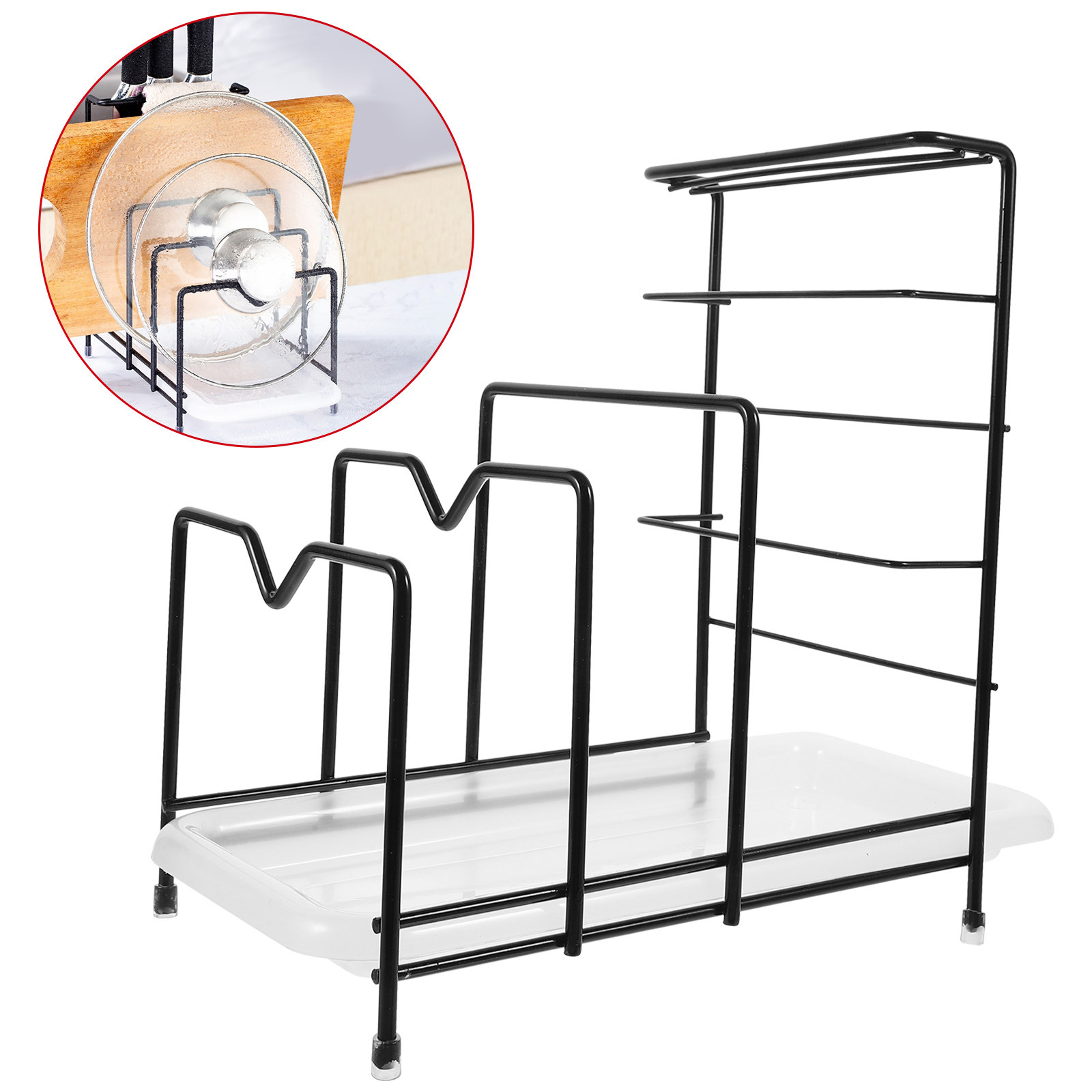 Kitchen Cabinet Baking Organizer - Pot Lid Rack Cutting Board Organizer