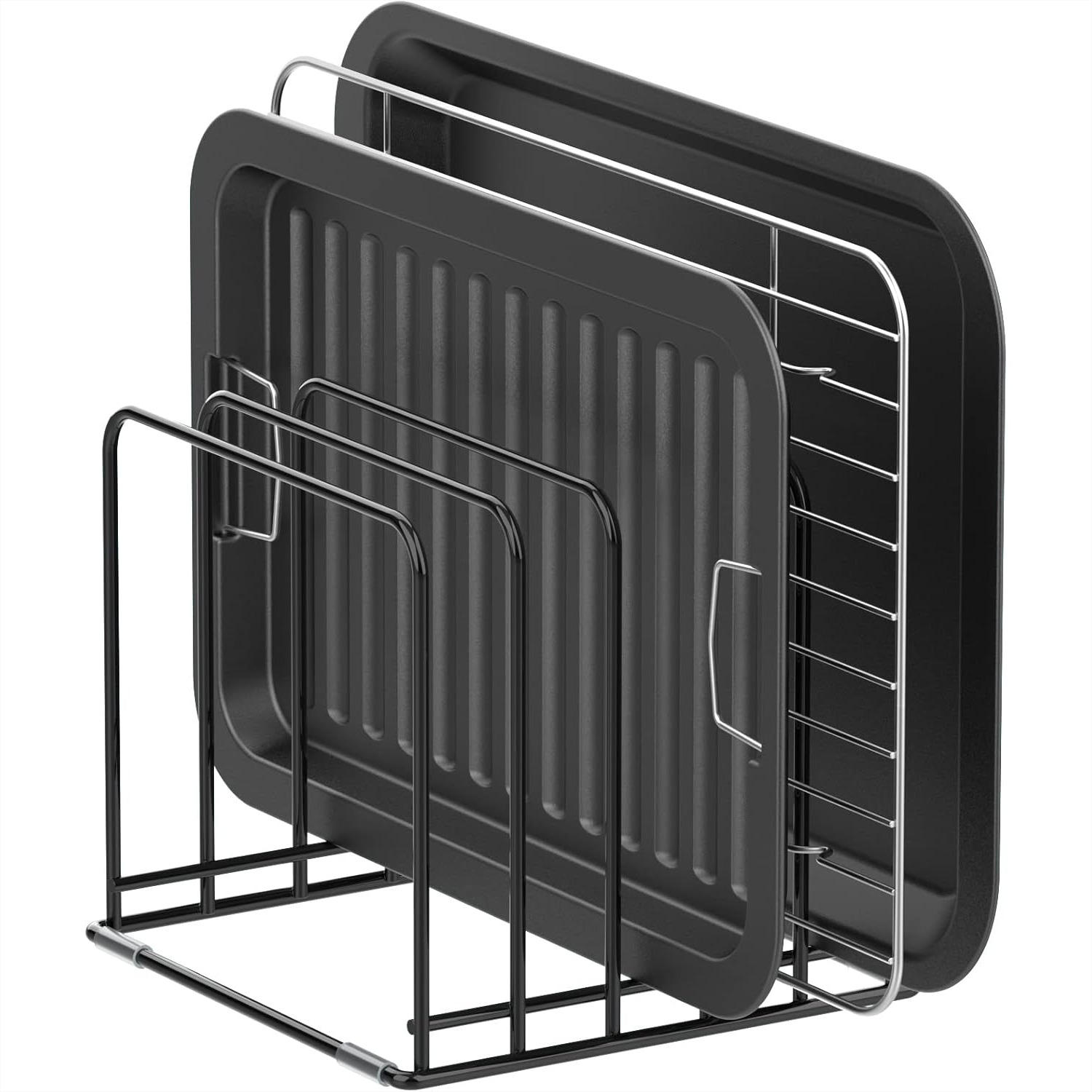 Kitchen Cabinet Baking Organizer - Kitchen Cabinet Organizer, Steel Cookware Holder