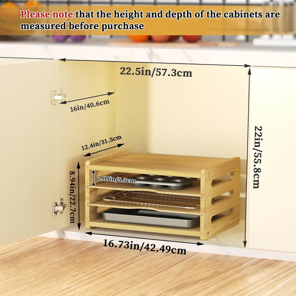 Wooden Cabinet Tray Dividers,  - Kitchen Cabinet Baking Organizer avis et prix