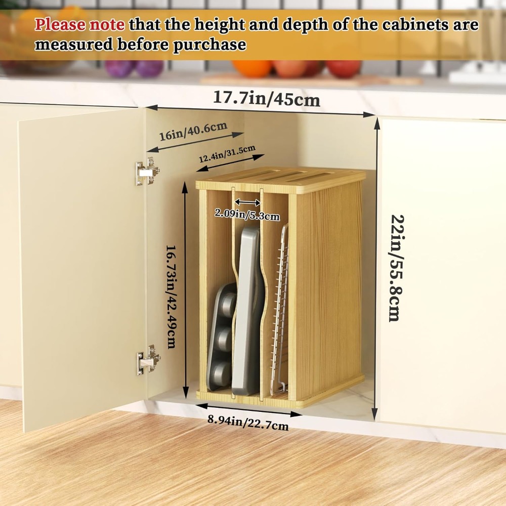 Wooden Cabinet Tray Dividers,  - Kitchen Cabinet Baking Organizer avis et prix