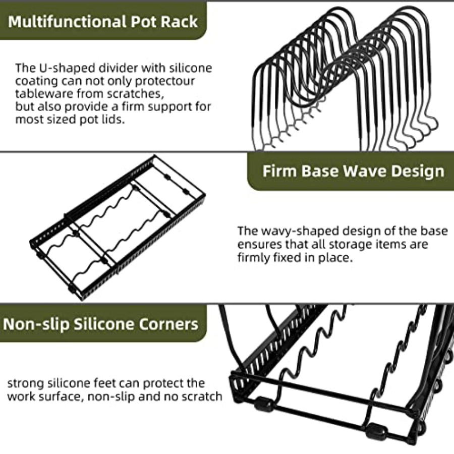 Pot Rack -Expandable Pan Organ - Kitchen Cabinet Baking Organizer avis et prix