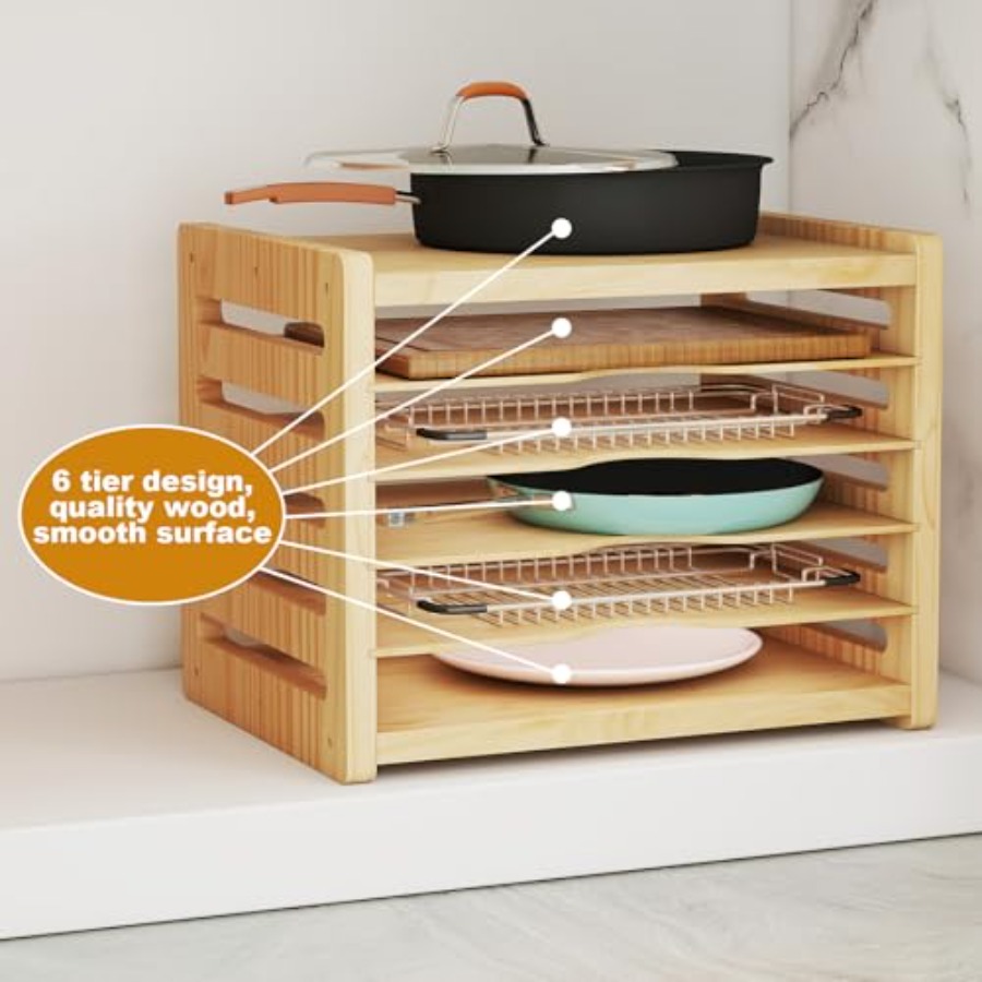 Wood Cabinet Tray Dividers 6 T - Kitchen Cabinet Baking Organizer avis et prix