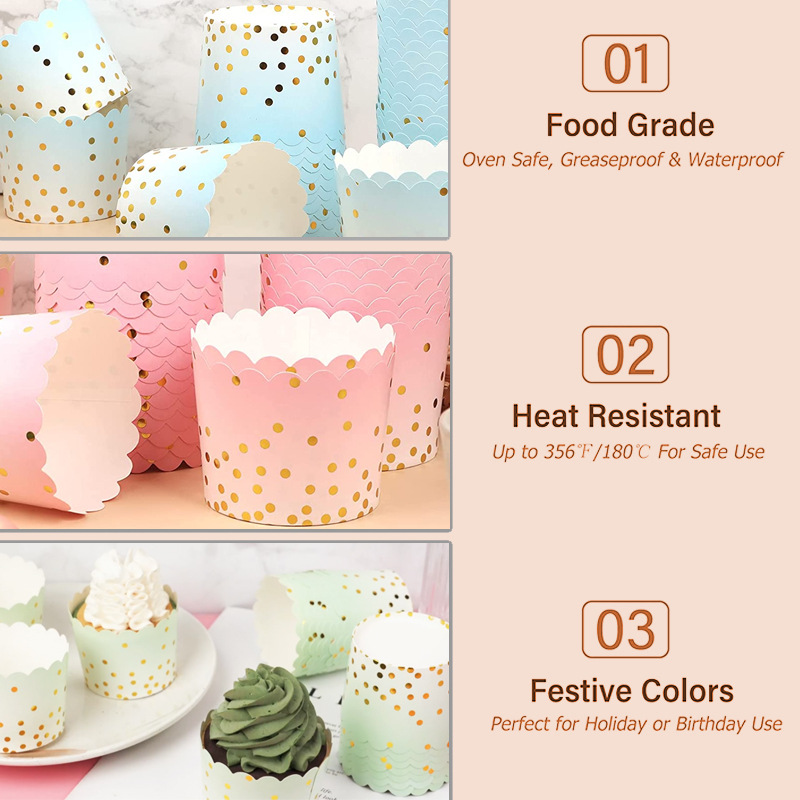50Pcs Gold Dots Paper Baking C - Kitchen Baking Paper avis et prix