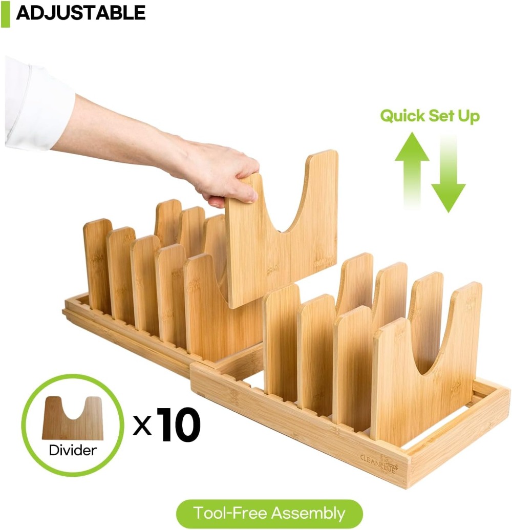 Expandable Bamboo Pots and Pan - Kitchen Cabinet Baking Organizer avis et prix