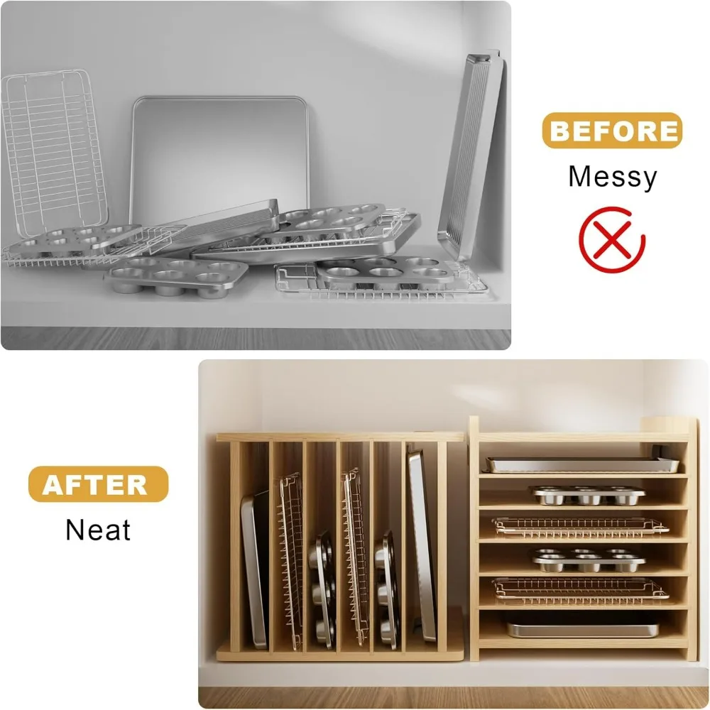 Wooden 7-Tier Cabinet Dividers - Kitchen Cabinet Baking Organizer avis et prix